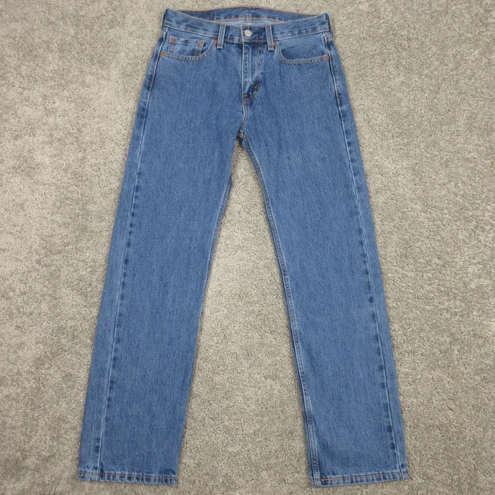 Levis Jeans Mens 29x30 Blue 505 Regular Straight Stone Wash Zip Fly Denim Pants